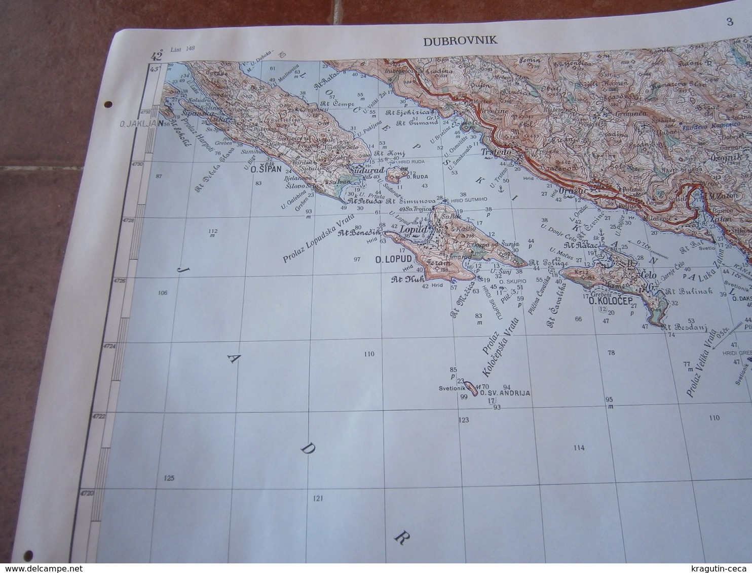 1956 DUBROVNIK CROATIA ADRIATIC SEA JNA YUGOSLAVIA ARMY MAP MILITARY CHART PLAN Lopud šipan KOLOČEP OSIJNIK orašac