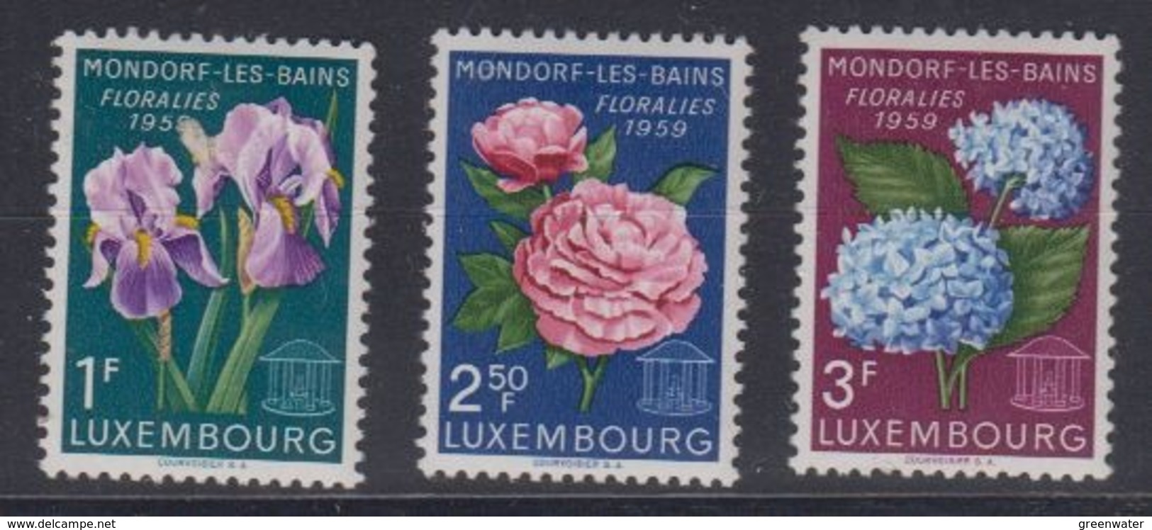 Luxemburg 1959 Mondorf-les-Bains Flowers 3v ** Mnh (44476B) - Ongebruikt