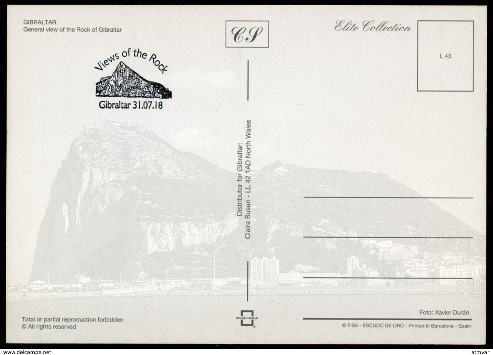 GIBRALTAR (2018). Carte Maximum Card - General View - Views Of The Rock - Gibraltar