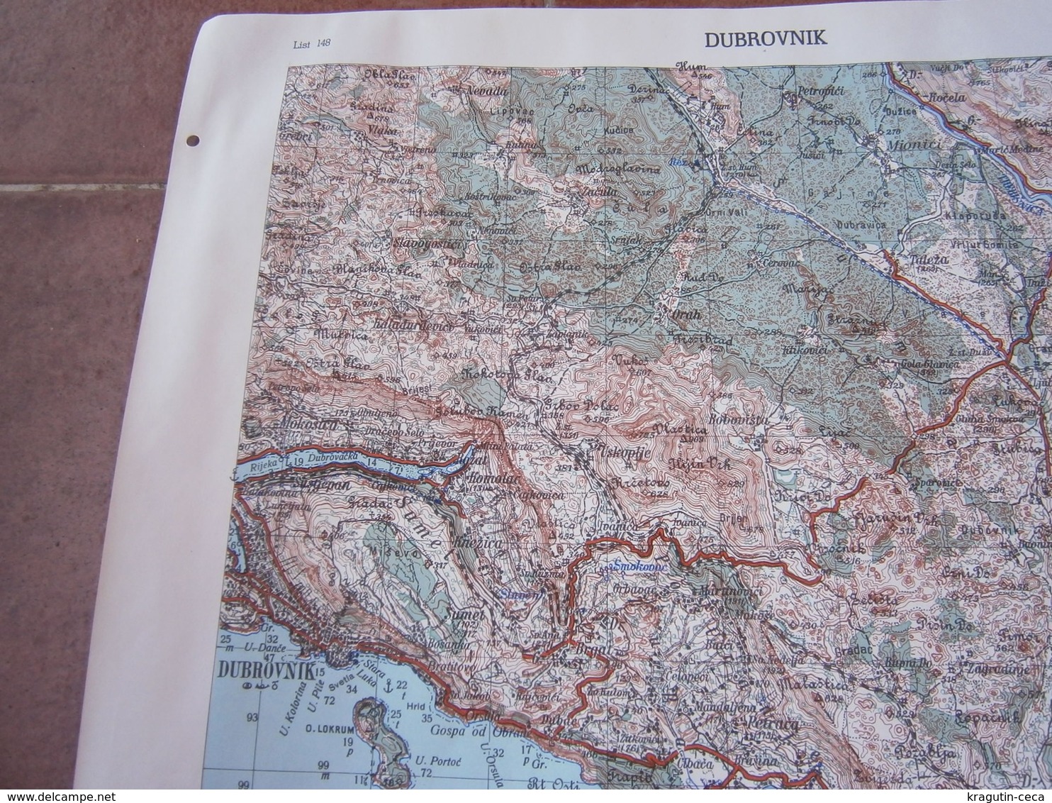 1953 DUBROVNIK CROATIA ADRIATIC SEA JNA YUGOSLAVIA ARMY MAP MILITARY CHART PLAN GOMILJANI PRIDVORCI MOSTAĆI ZASAD MIONIĆ