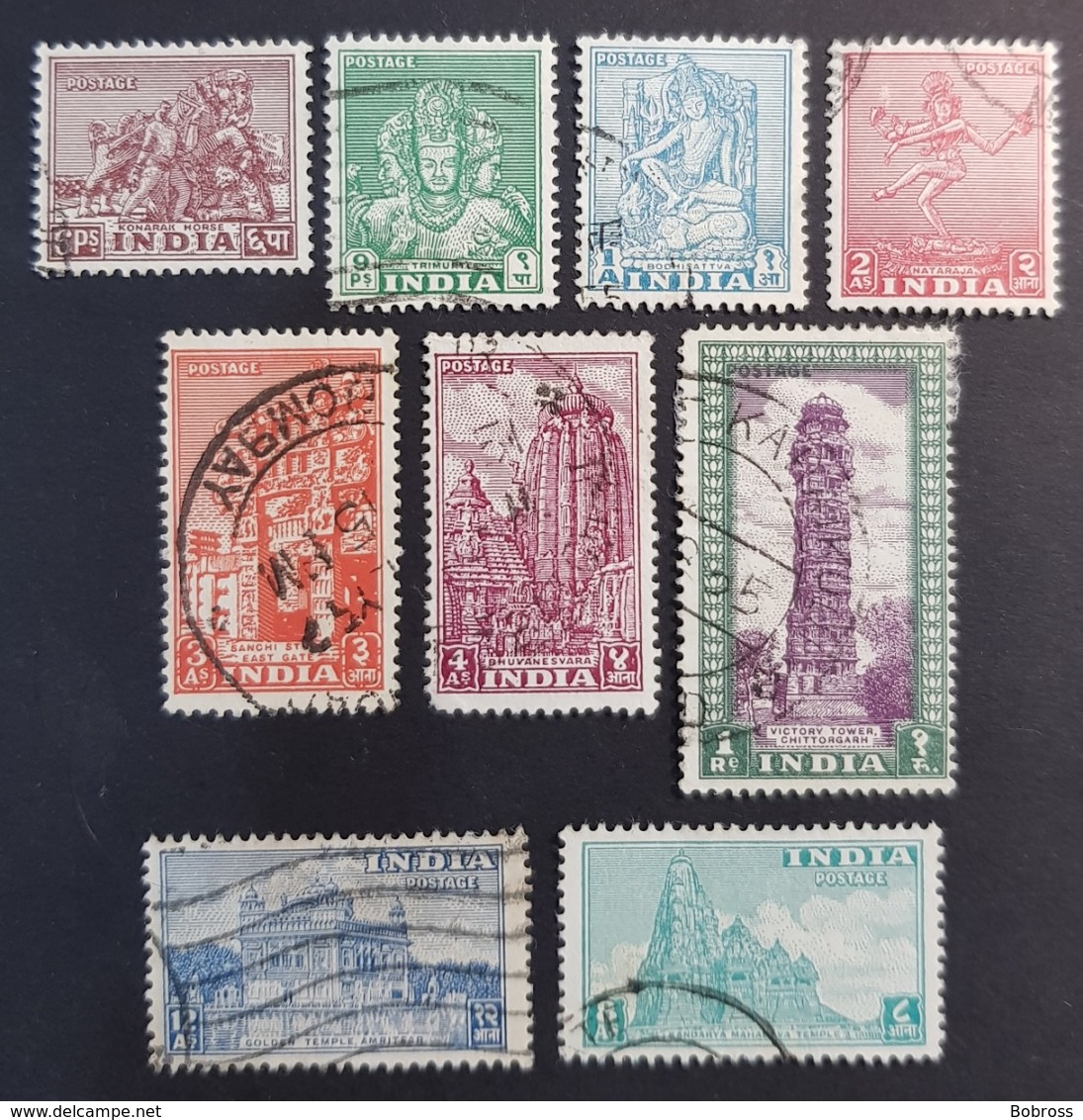 1949 Sculptures And Buildings, India, *,** Or Used - Used Stamps