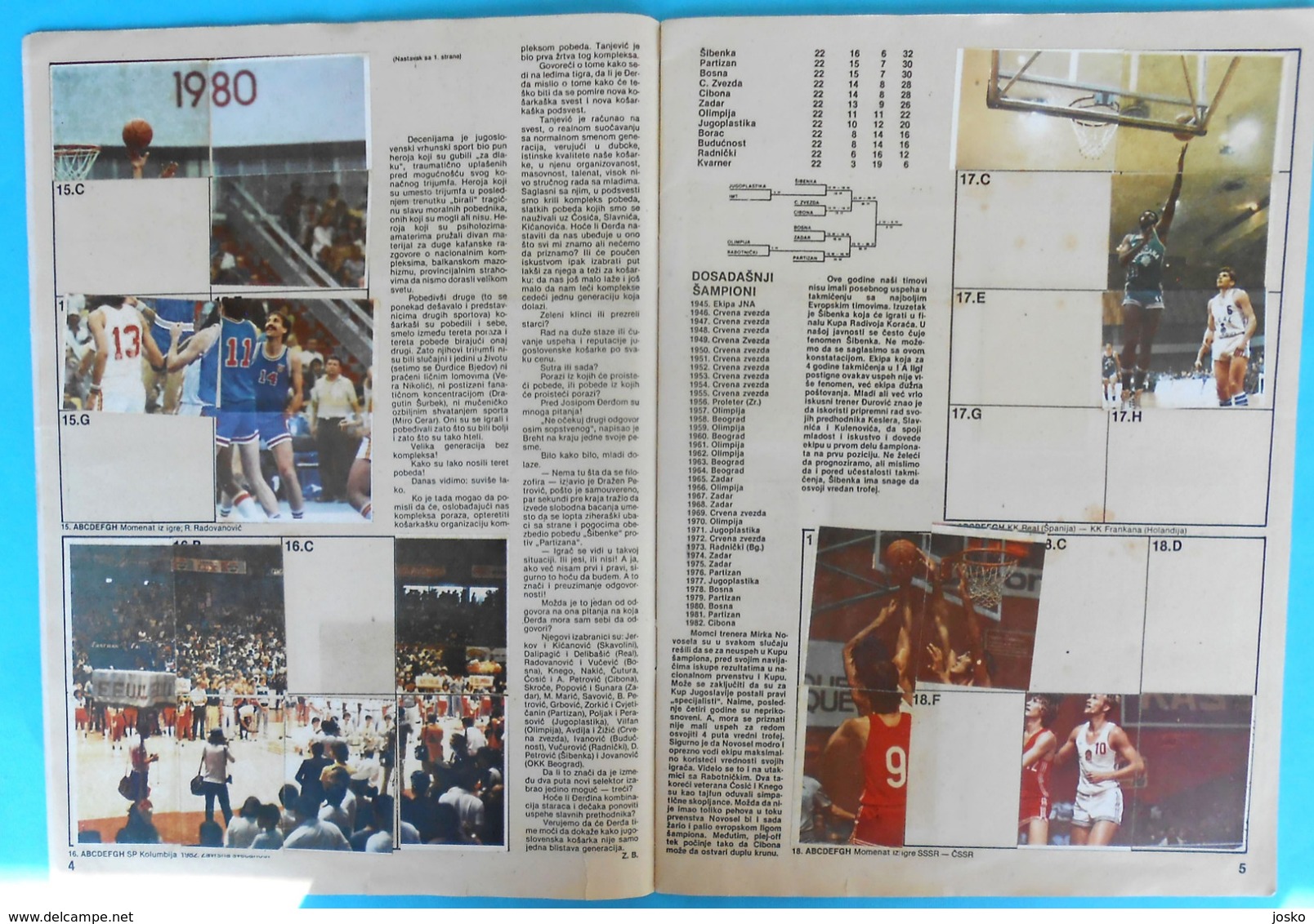 KOSARKASI I KOSARKASKI TIMOVI JUGOSLAVIJE 82-83 - Yugoslavia Basketball Album * Basket-ball Olimpija Ljubljana Slovenia - Bekleidung, Souvenirs Und Sonstige