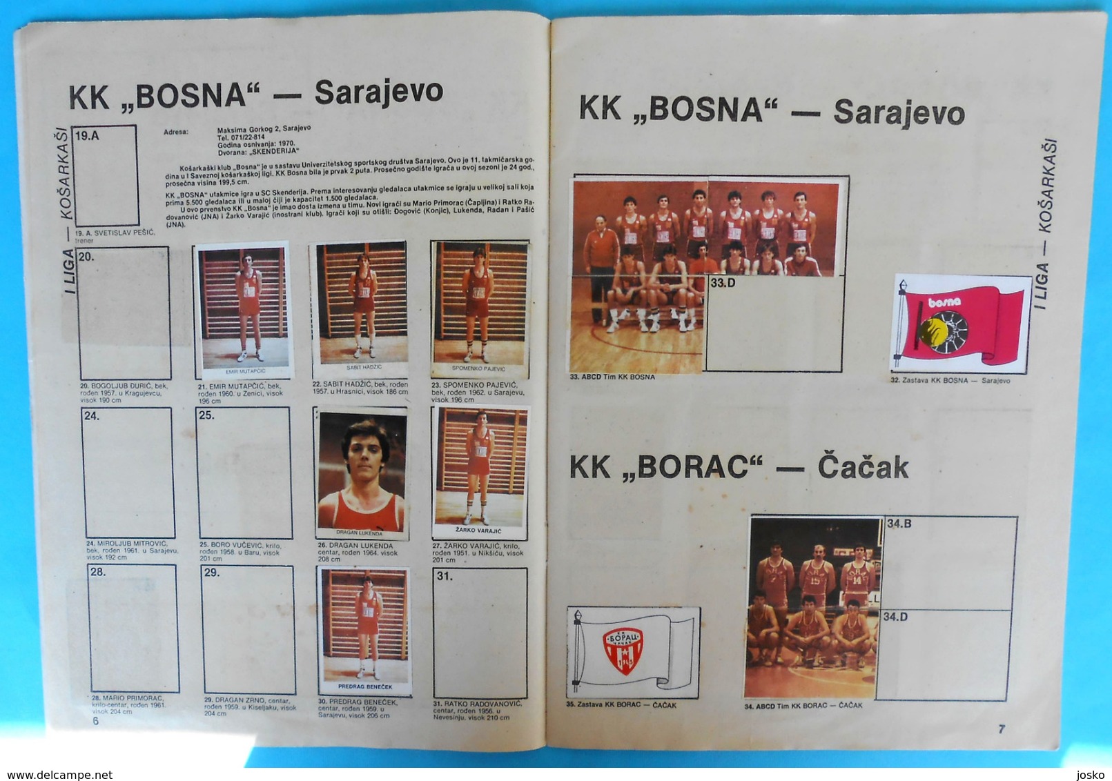 KOSARKASI I KOSARKASKI TIMOVI JUGOSLAVIJE 82-83 - Yugoslavia Basketball Album * Basket-ball Olimpija Ljubljana Slovenia - Bekleidung, Souvenirs Und Sonstige