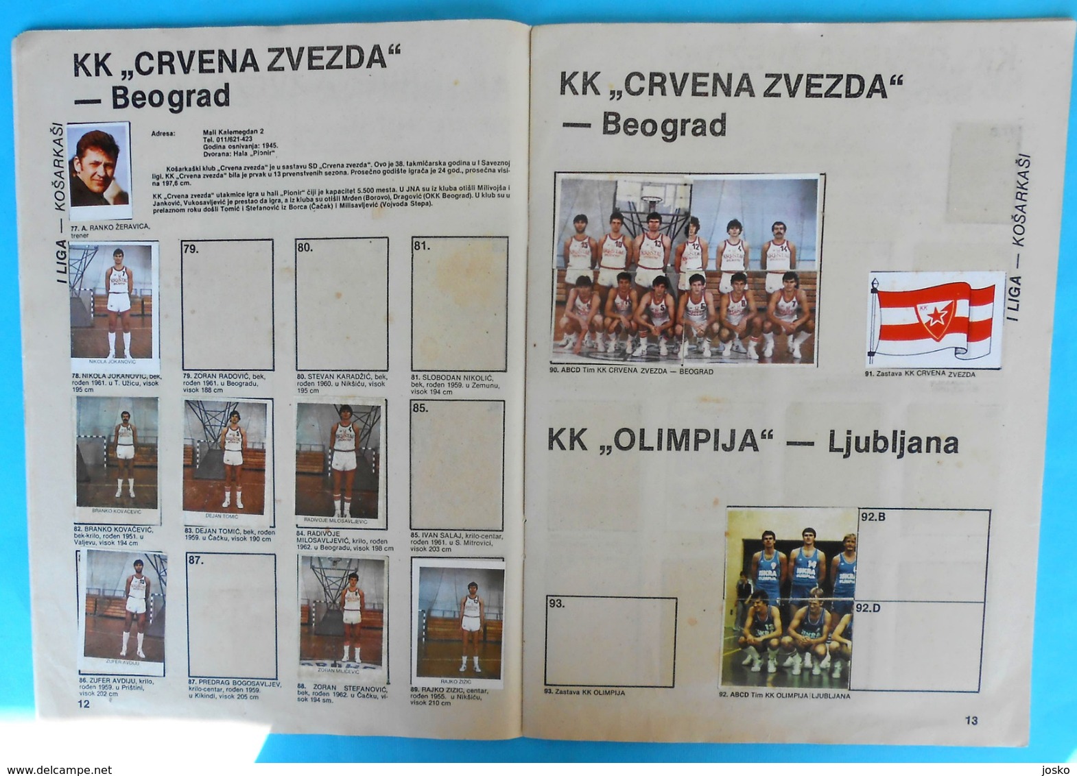 KOSARKASI I KOSARKASKI TIMOVI JUGOSLAVIJE 82-83 - Yugoslavia basketball album * basket-ball Olimpija Ljubljana Slovenia