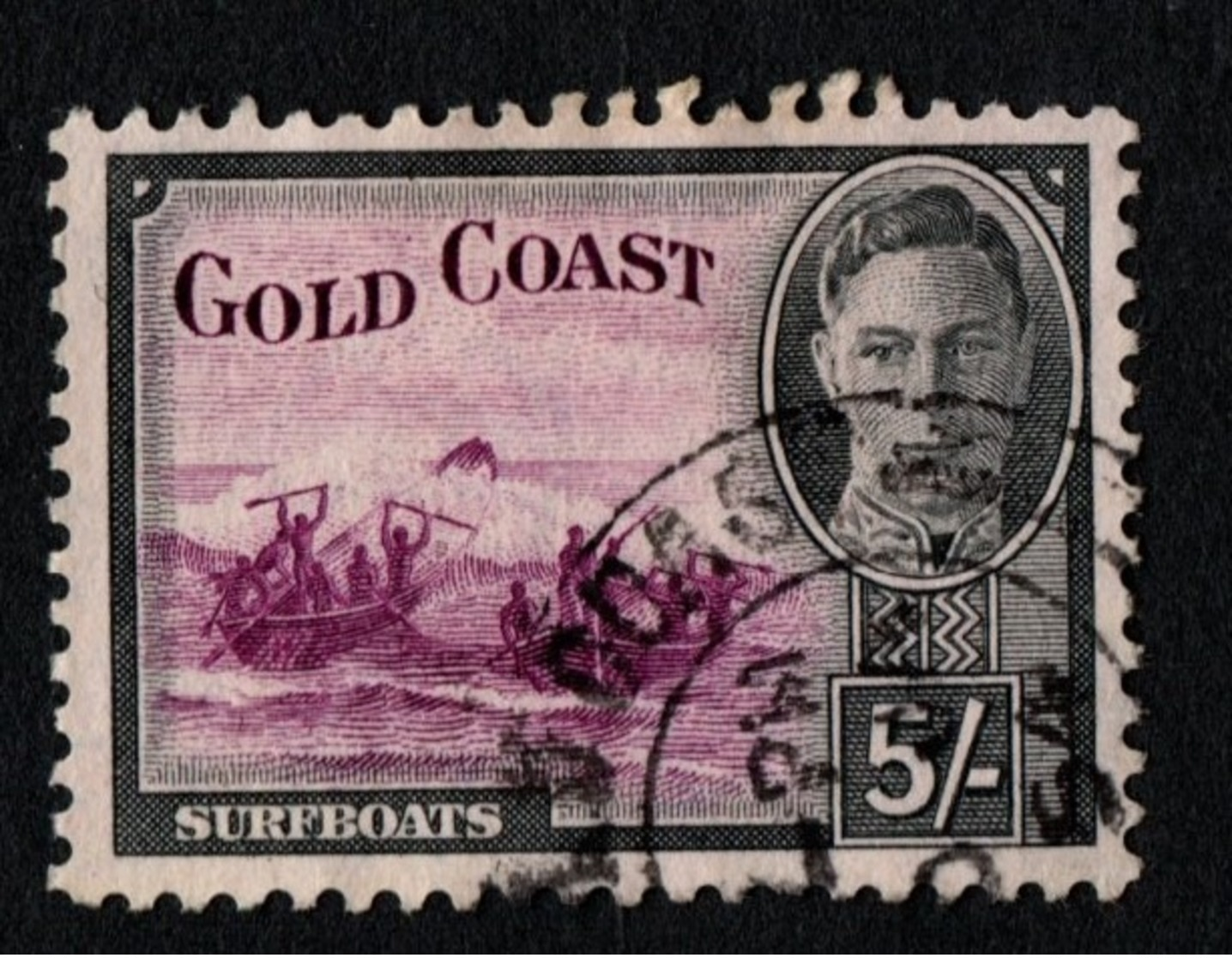 Gold Coast. 1948 Local Motifs. 5 Sh. Sc. 140. Cancelled - Gold Coast (...-1957)