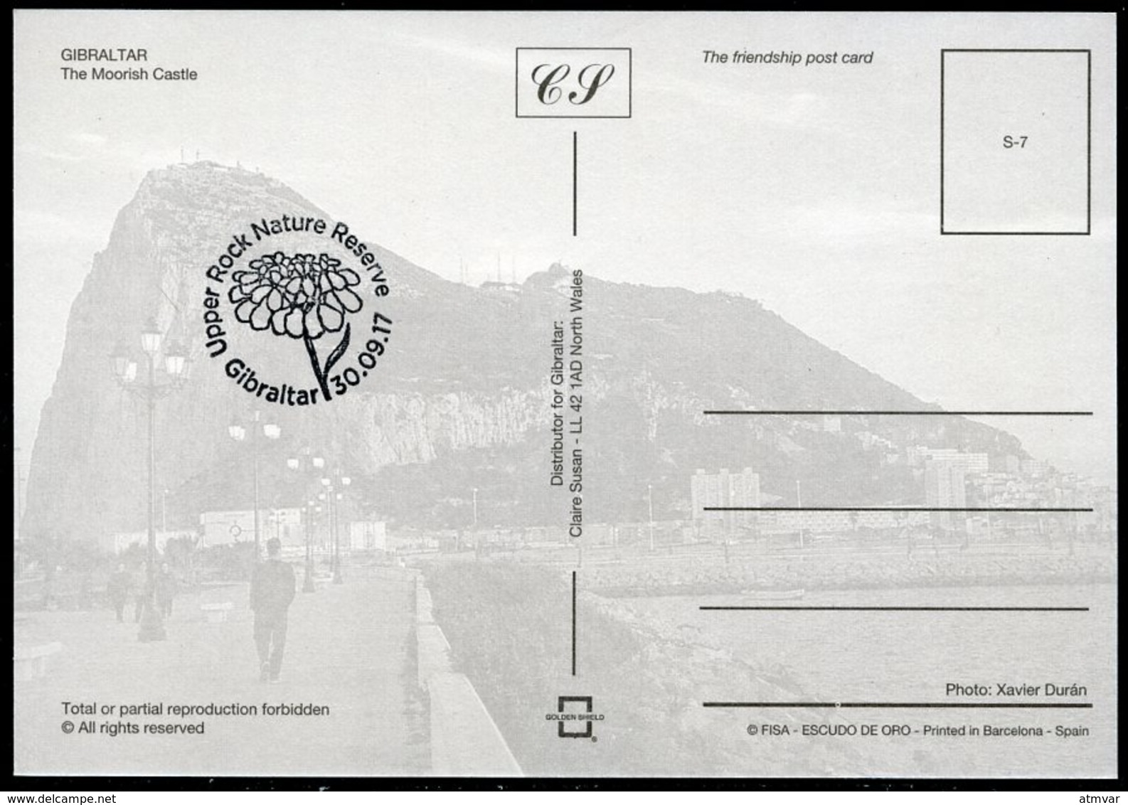 GIBRALTAR (2017). Carte Maximum Card - Moorish Castle, Castillo, Chateau - Upper Rock Nature Reserve - Gibraltar