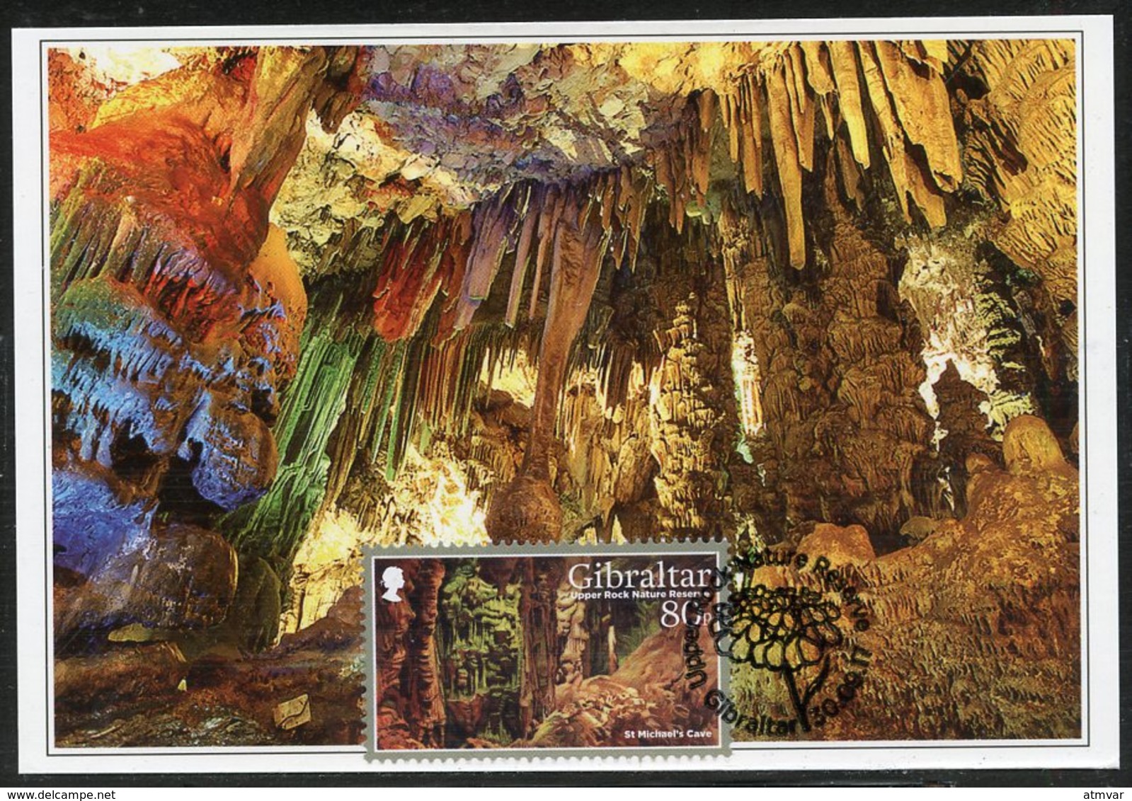 GIBRALTAR (2017). Carte Maximum Card - St Michael's Cave, Cueva, Höhle, Grotte - Upper Rock Nature Reserve - Gibraltar