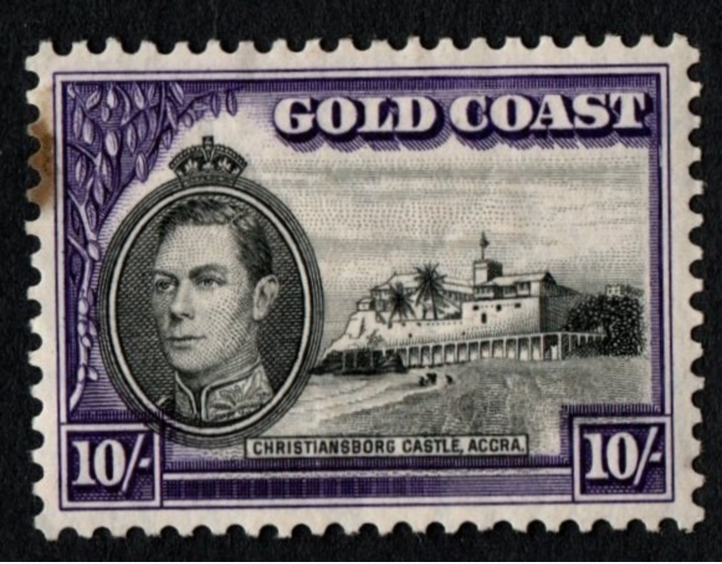 Gold Coast.  1938 -1941 King George VI. 10 Sh. Sc. 141. Cancelled - Gold Coast (...-1957)