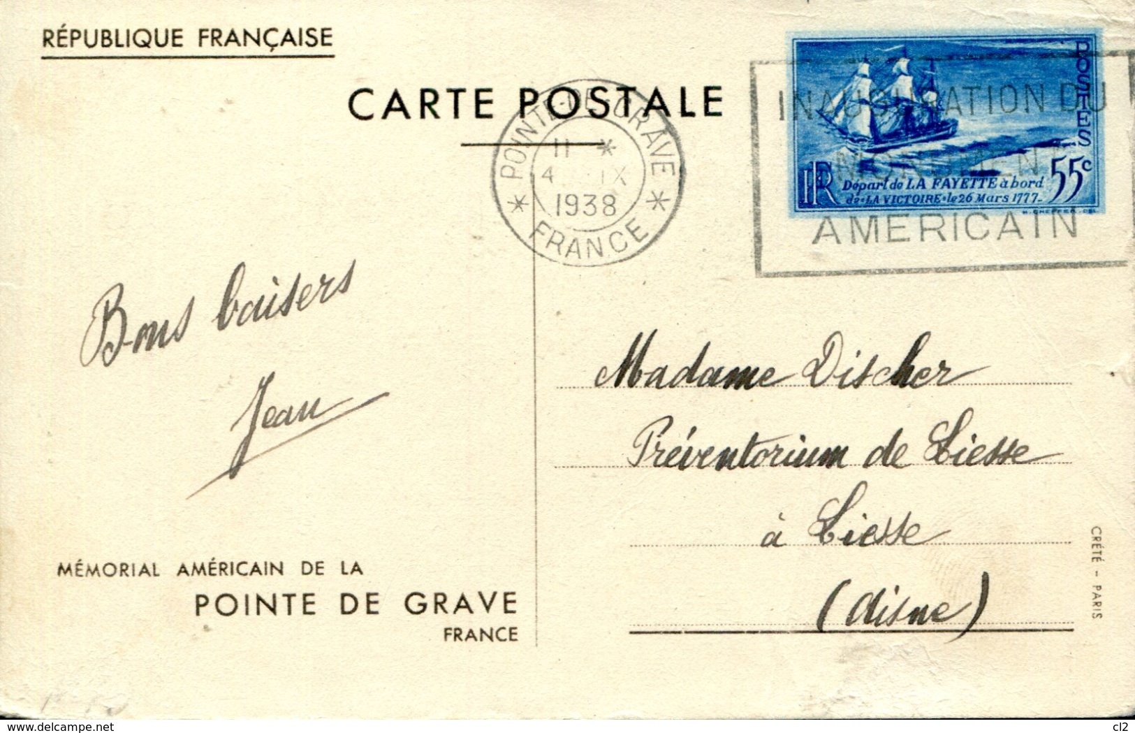 FRANCE - Entiers à Type Spéciaux - Y&T CP12 - Mémorial De La Pointe De Grave (20% De La Cote) - Cartes Postales Types Et TSC (avant 1995)