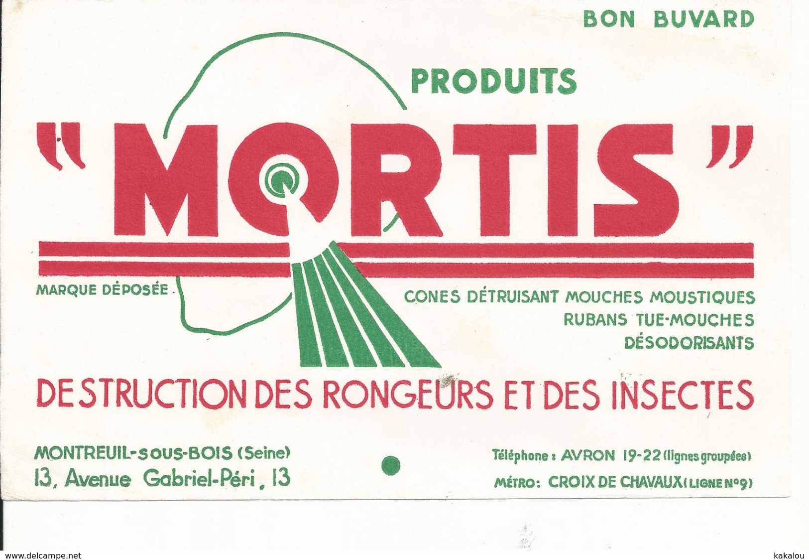 BUVARD .publicité MORTIS DESTRUCTION DES RONGEURS - Agriculture