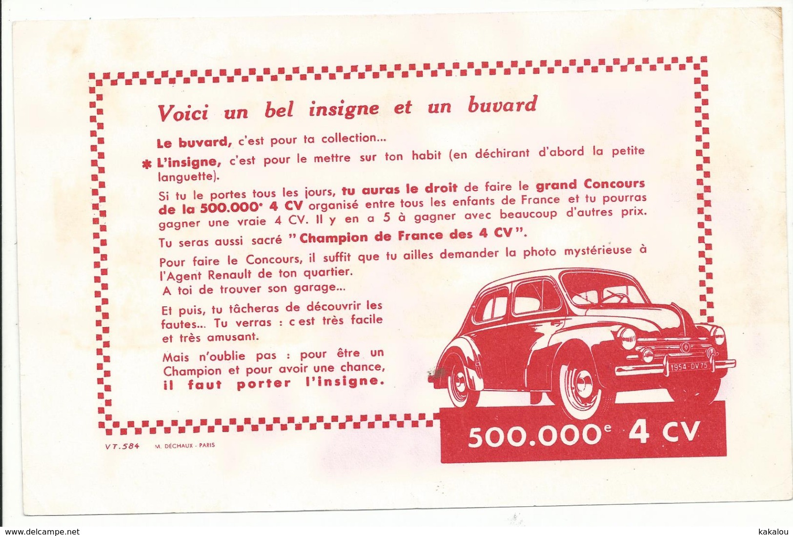 BUVARD .publicité 4 CV - Automotive