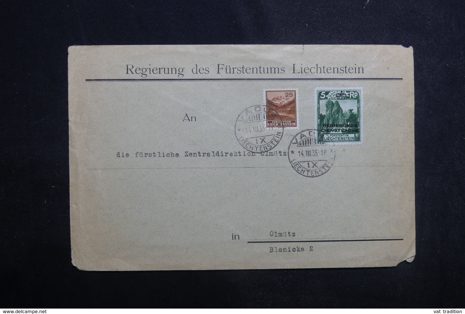 LIECHTENSTEIN - Affranchissement Timbres De Service Sur Enveloppe Pour Olmütz En 1935 - L 42034 - Official