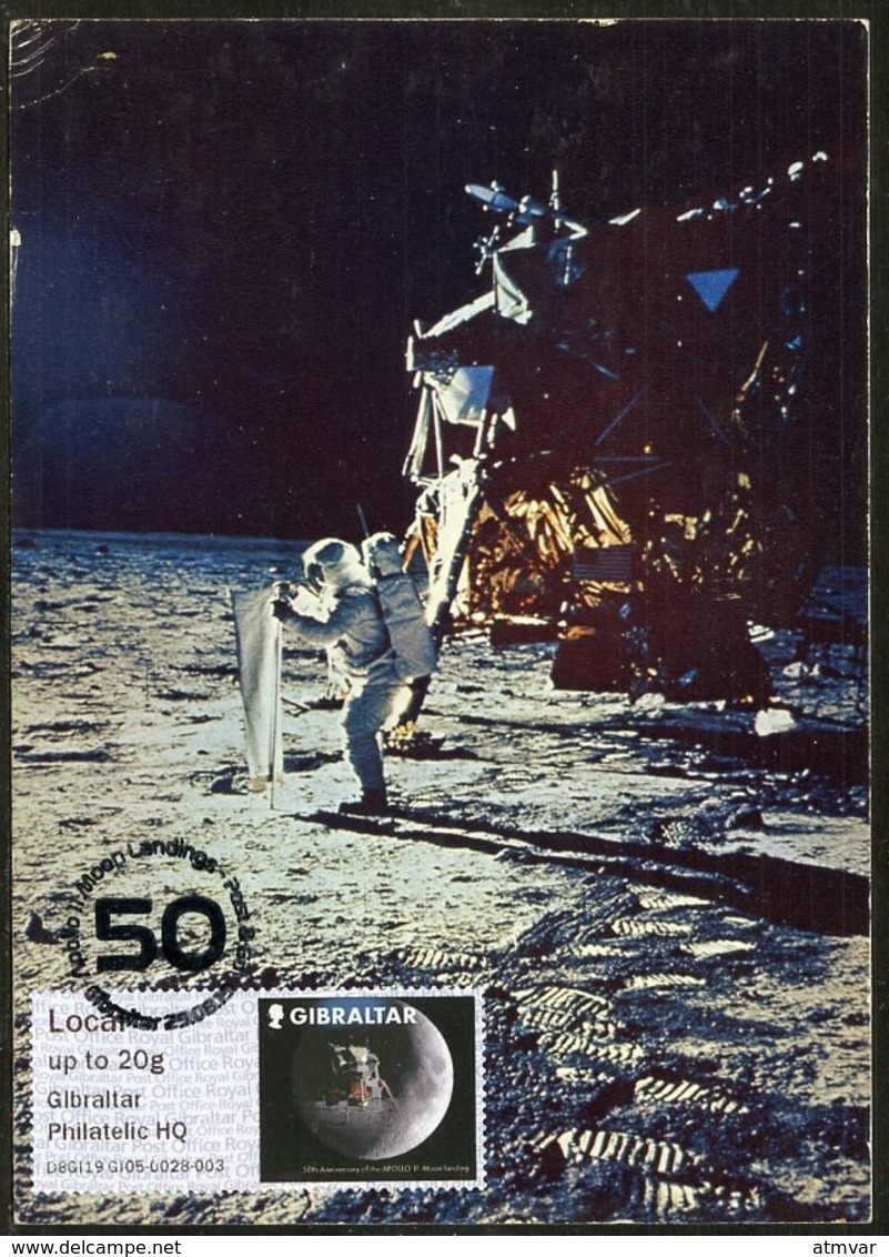 GIBRALTAR (2019). Carte Maximum Card - ATM Post & Go - 50th Anniversary APOLLO 11 XI Moon Landing 1969, Lune, Luna - Gibraltar