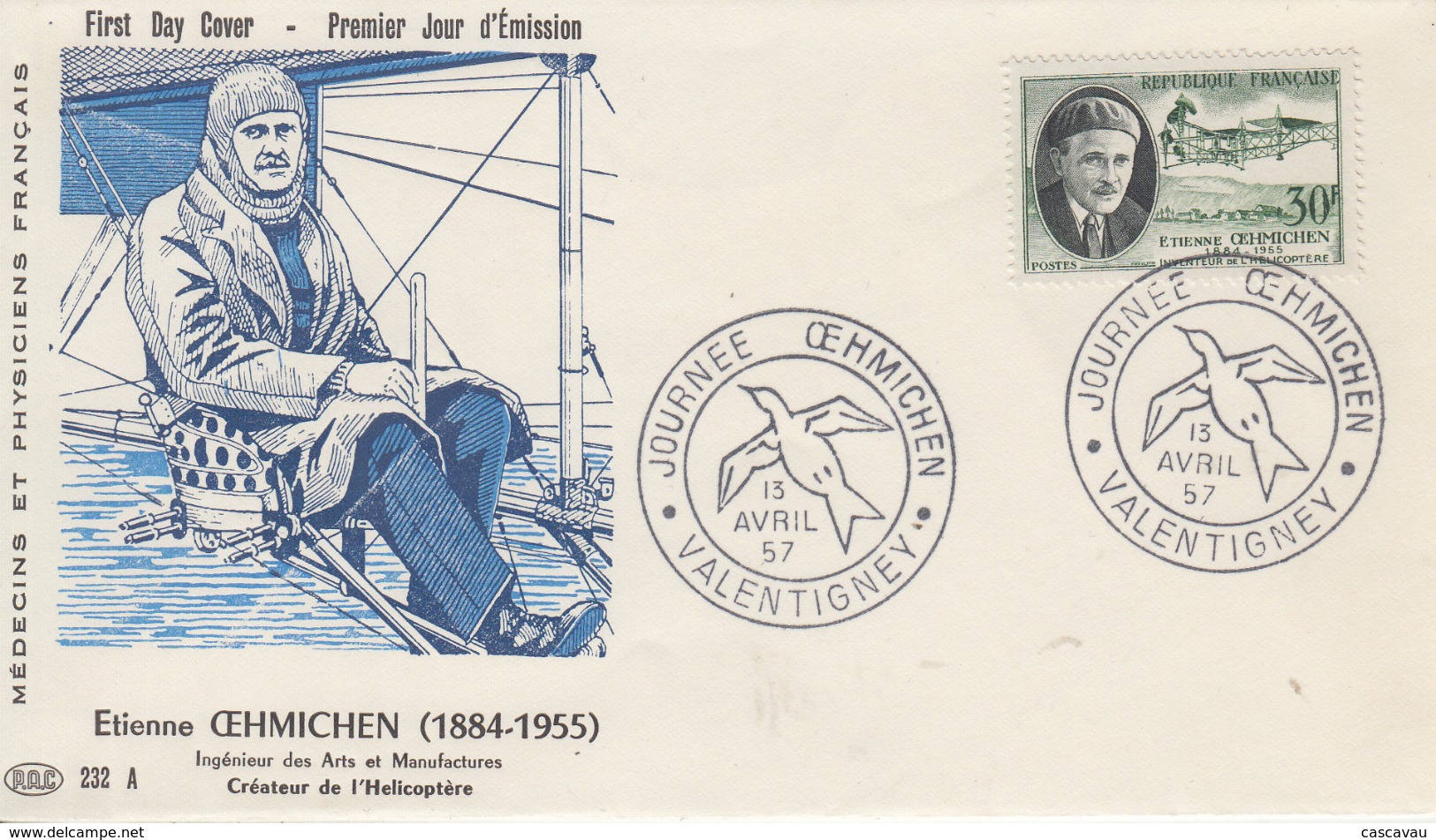 Enveloppe  FDC  1er Jour   FRANCE  OEHMICHEN    Oblitération  Grand  Format   VALENTIGNEY    1957 - 1950-1959