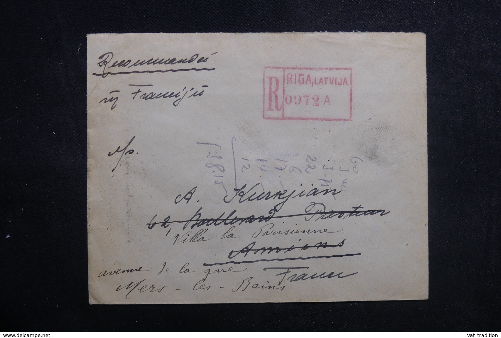 LETTONIE - Enveloppe En Recommandé De Riga Pour La France En 1926, Affranchissement Plaisant Au Verso - L 42044 - Lettonie