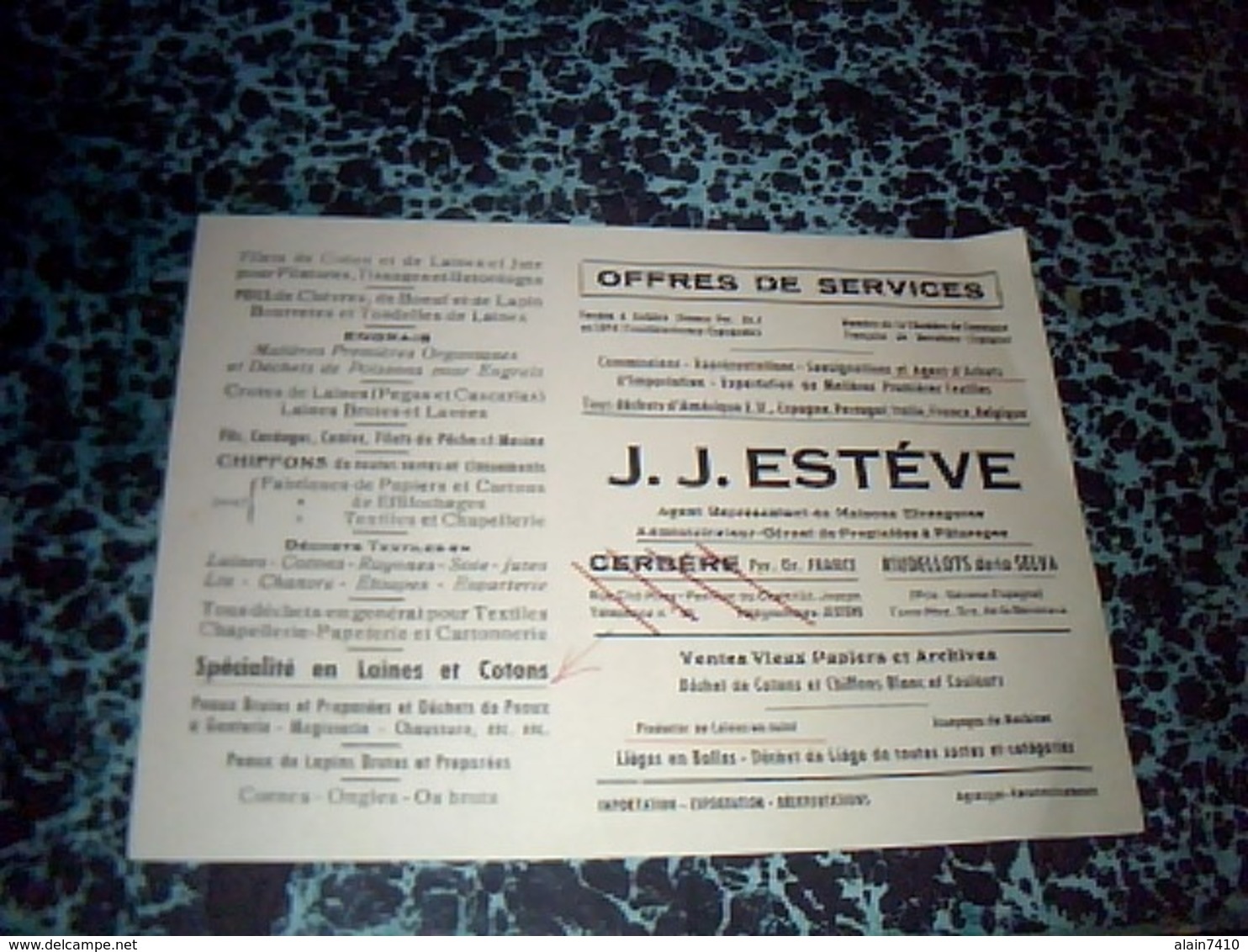 Publicité Carte De Visite Offre De Services à Cerbère Et Rudellots De La Selva Espagne - Autres & Non Classés