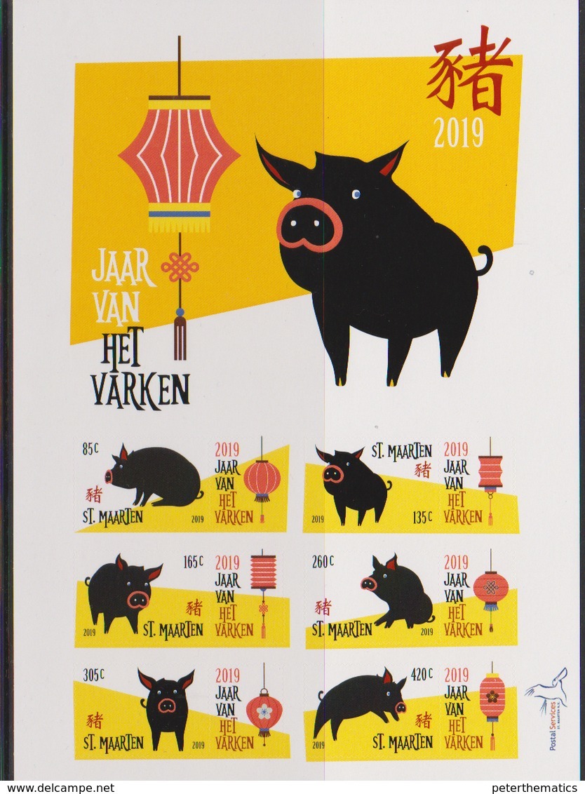 ST. MAARTEN, 2018, MNH, CHINESE NEW YEAR, YEAR OF THE PIG, S/A SHEETLET - Chinese New Year