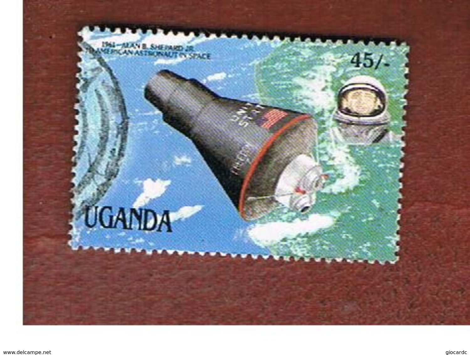 UGANDA   - SG 575  -  1987 MILESTONES OF TRANSPORTATION: FREEDOM 7 (A. SHEPARD)      - USED ° - Uganda (1962-...)