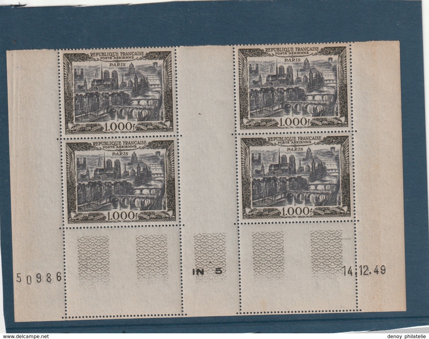 Coin Daté Poste Aérienne N° 29 Du 14 12 1949 Papier Un Peu Jauni Sur Bord De Feuille Sinon Tous XX Sans Charniére - Poste Aérienne
