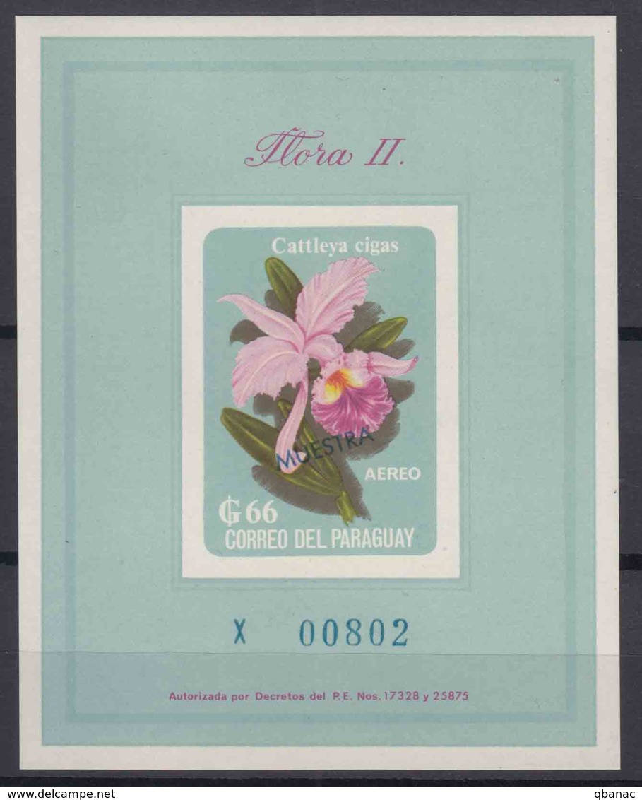 Paraguay 1963 Flowers Flora Mi#Block 45 MUESTRA Mint Never Hinged - Paraguay