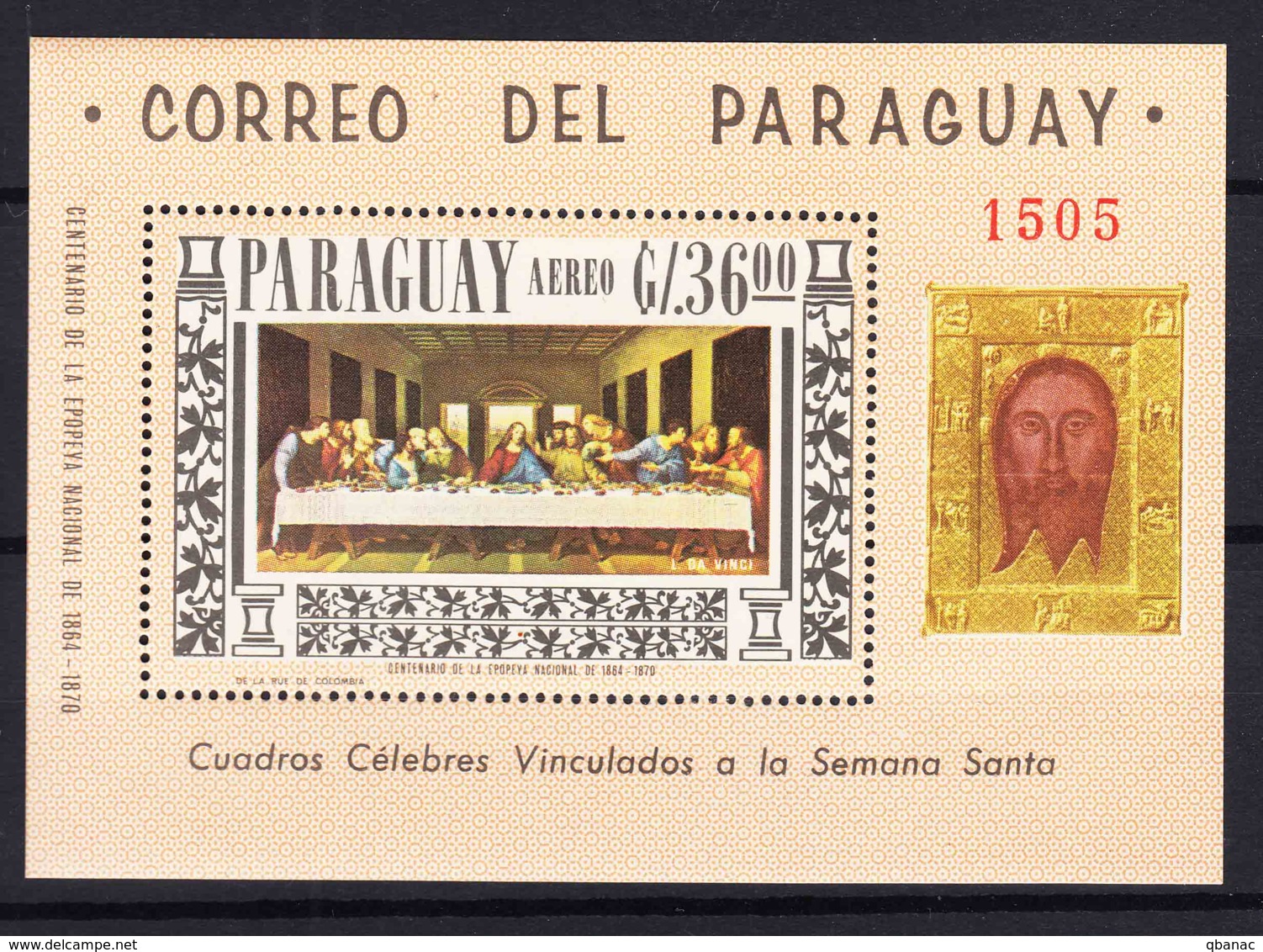 Paraguay 1967 Leonardo Da Vinci Paintings Mi#Block 97 Mint Never Hinged - Paraguay