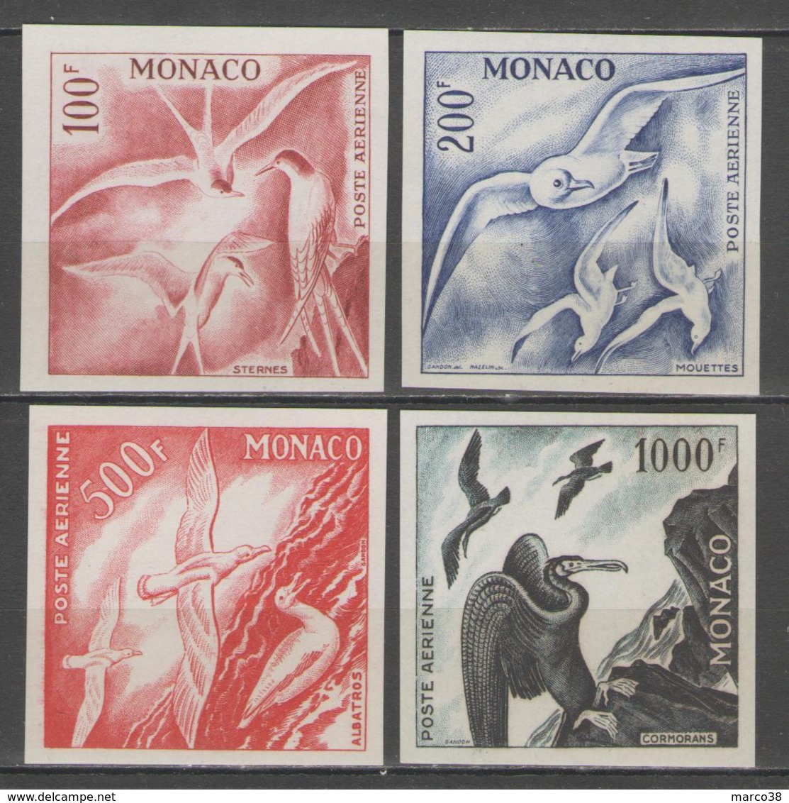 MONACO:  PA.n°55/58 ** En ESSAIS De Couleur Non Dentelés ! - Airmail