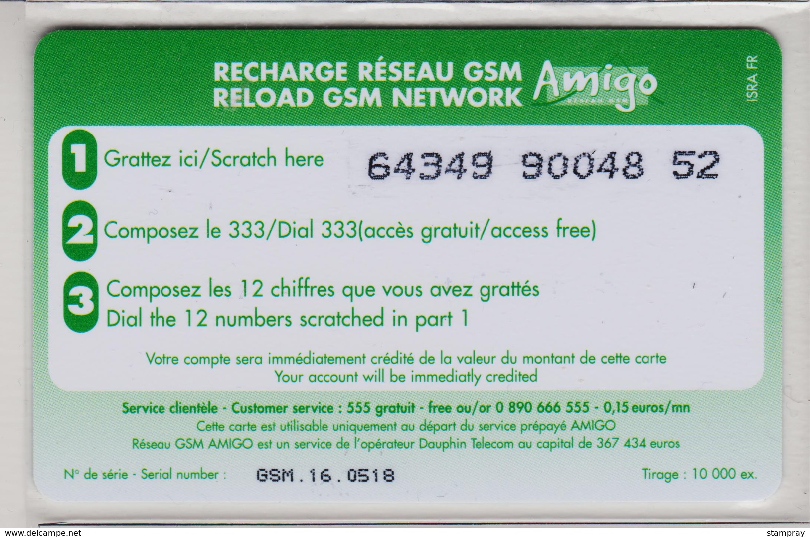 Antilles Françaises Recharge GMS Amigo 30 Euros 2 Scans N° 12 - Antilles (Françaises)