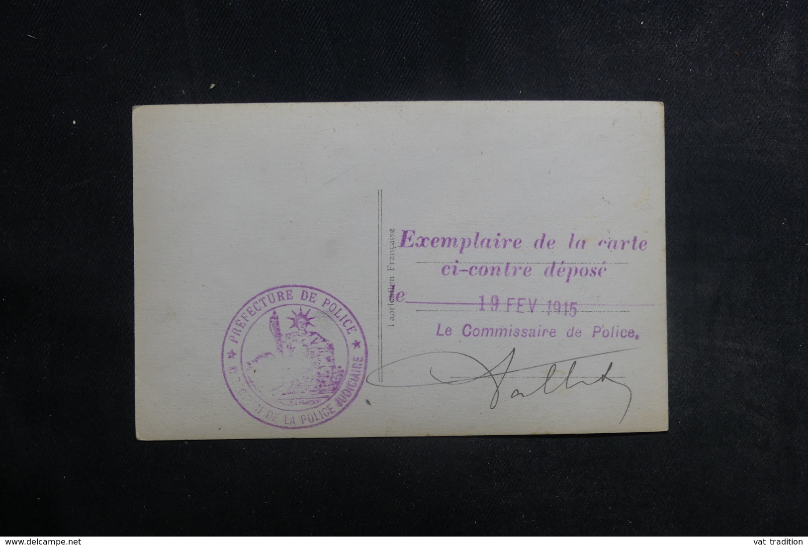 MILITARIA - Carte Postale Patriotique - Cachet De La Préfecture De Police Pour Exemplaire Déposé  En 1915 - L 42077 - Heimat