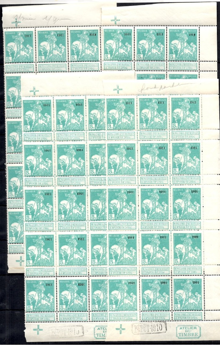 Belgique YT N° 97 Quatre Blocs De 15 Timbres Neufs ** MNH. Belle Gomme D'origine. TB. A Saisir! - 1910-1911 Caritas