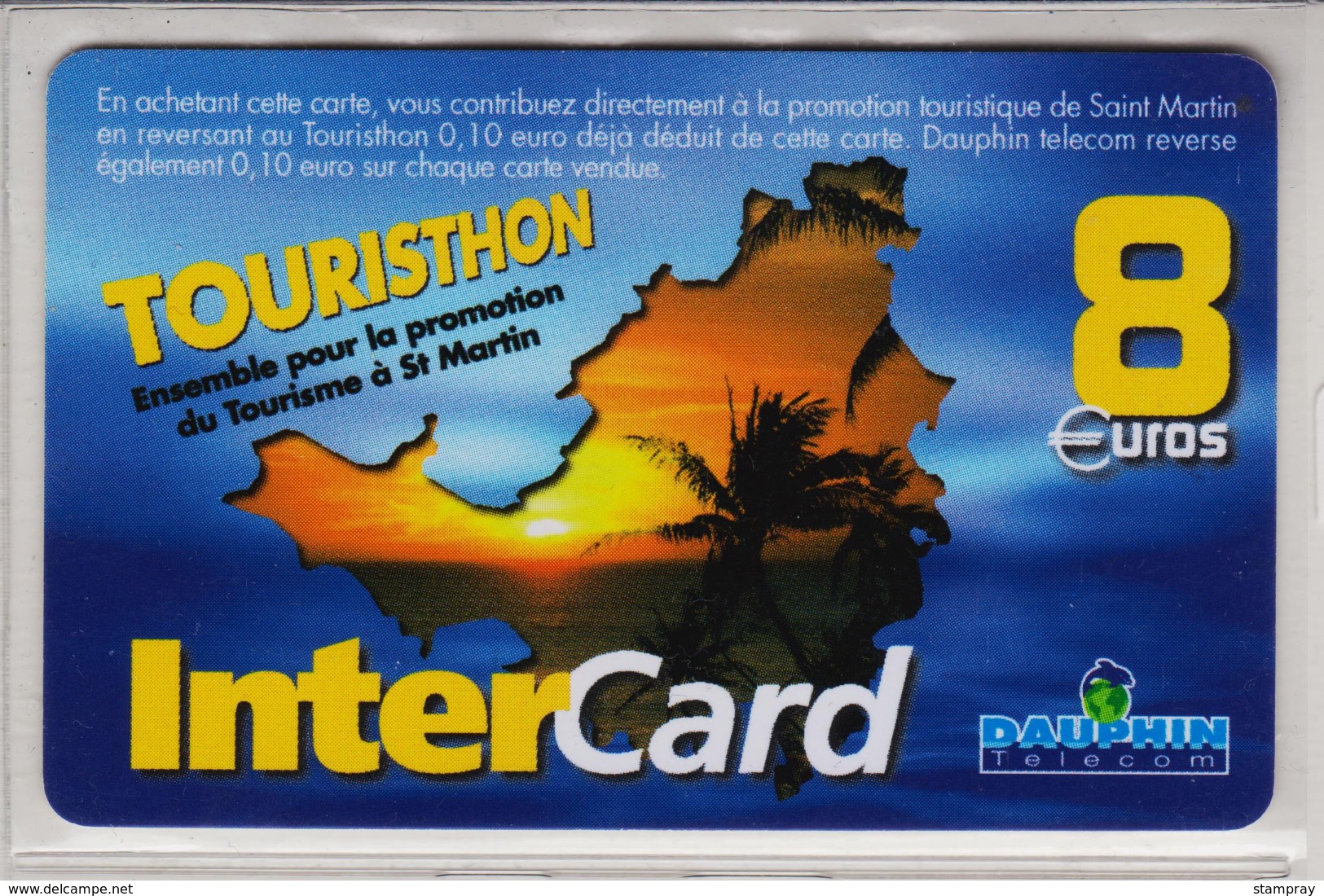 Antilles Françaises InterCard Dauphin 8 Euros 2 Scans N° 26 - Antilles (Françaises)