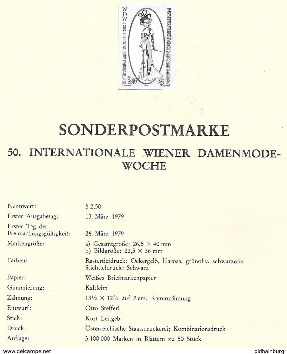 1673e: Österreich 1979, Wiener Damenmode- Woche, Schwarzdruck+ Belege+ Marken **/o 2 Scans - Textiel