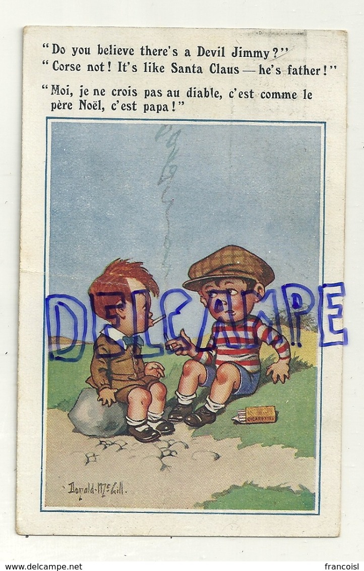 Deux Enfants Sur La Plage. Cigarettes "Moi Je Ne Crois Pas ... " Donald Mc Gill. 1925 - Mc Gill, Donald