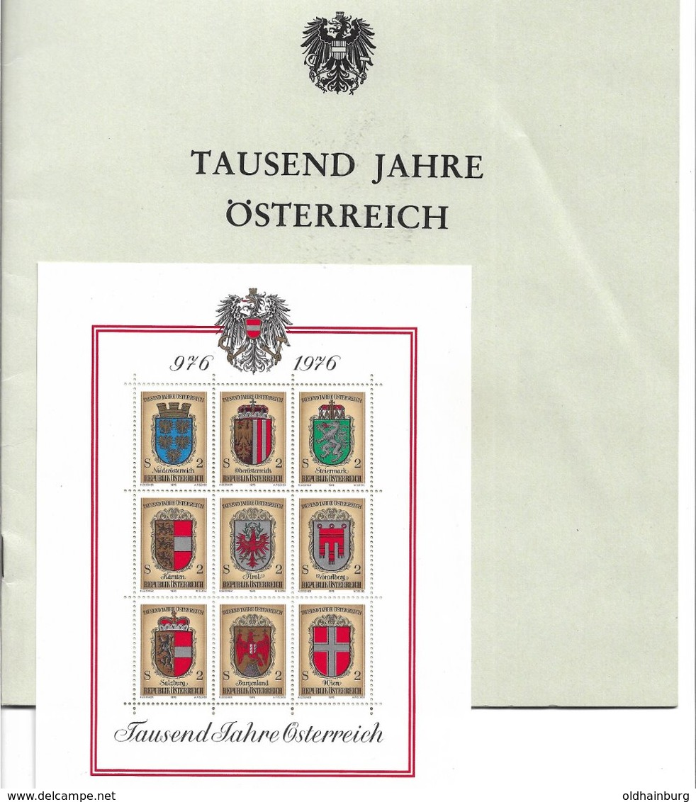 1673c: Österreich 1976, Block 1000 Jahre Österreich Im 23- Seitigen Staatsdruckerei- Folder - Plaatfouten & Curiosa