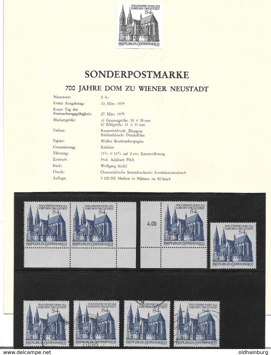 1673z5: Österreich 1979, Wiener Neustädter Dom, Schwarzdruck+ Marken **/o - Brieven En Documenten