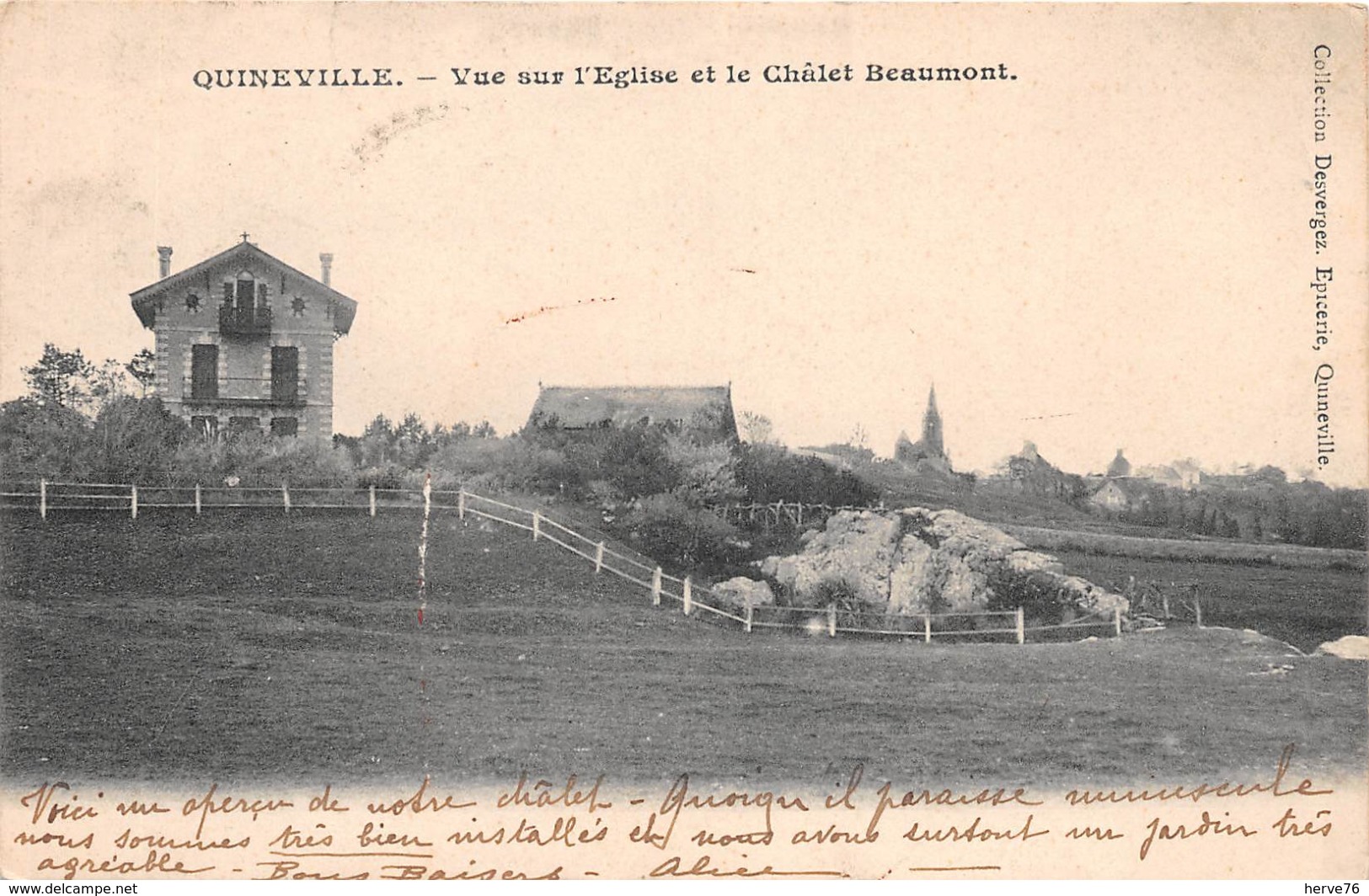 QUINEVILLE - Vue Sur L'Eglise Et Le Châlet Beaumont - Autres & Non Classés