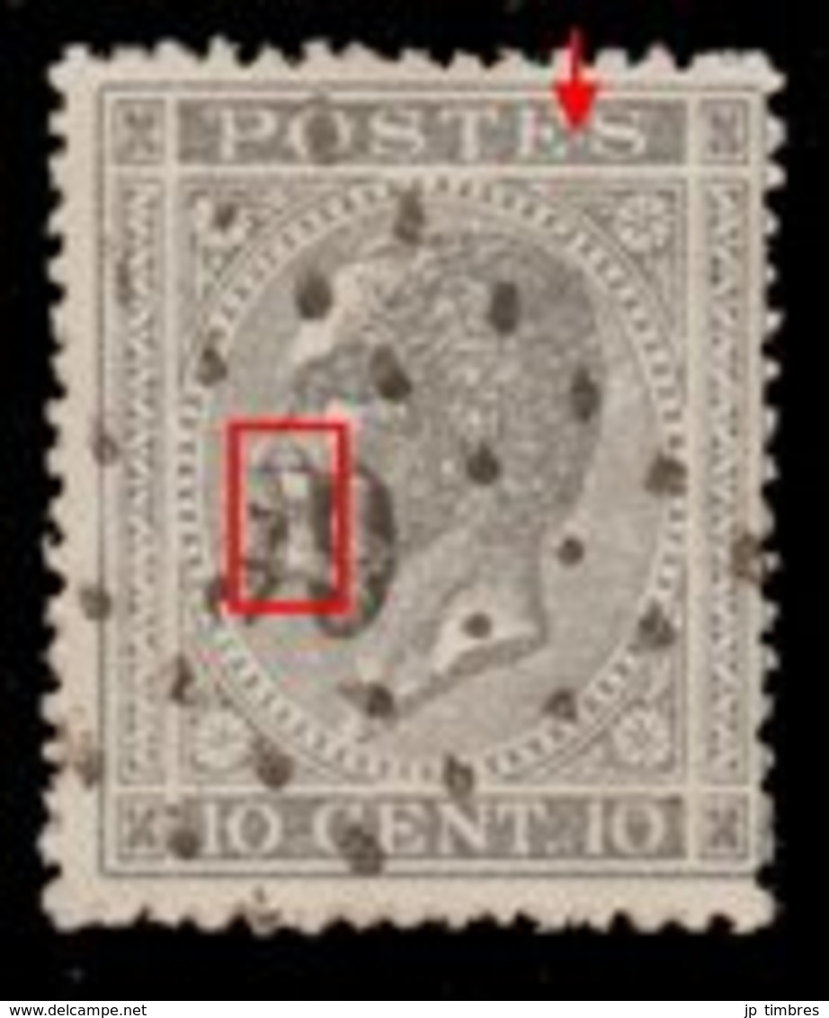 COB 17 - Obl. Losange De Points - Bureau N° 66 (BURDINNE ) Papier Epais + Variété(s) - 1865-1866 Profil Gauche