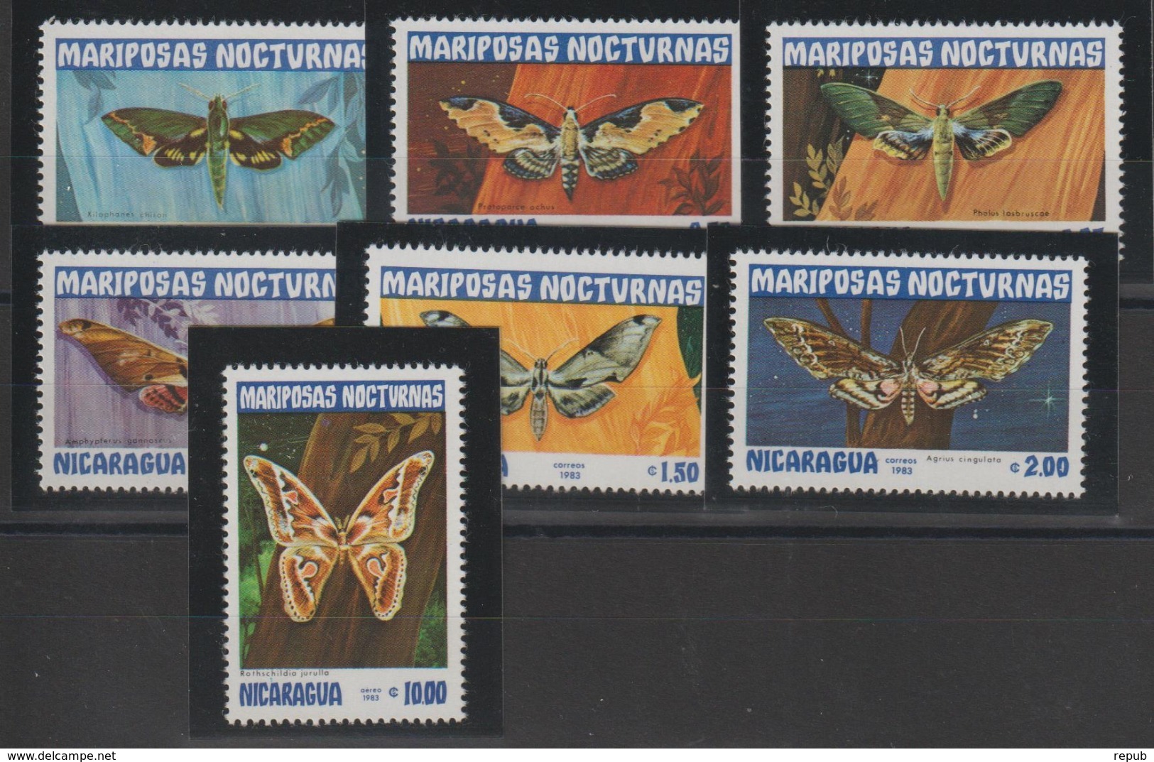 Nicaragua 1983 Papillons Série 1239-44 Et PA 1018 7 Val ** MNH - Papillons