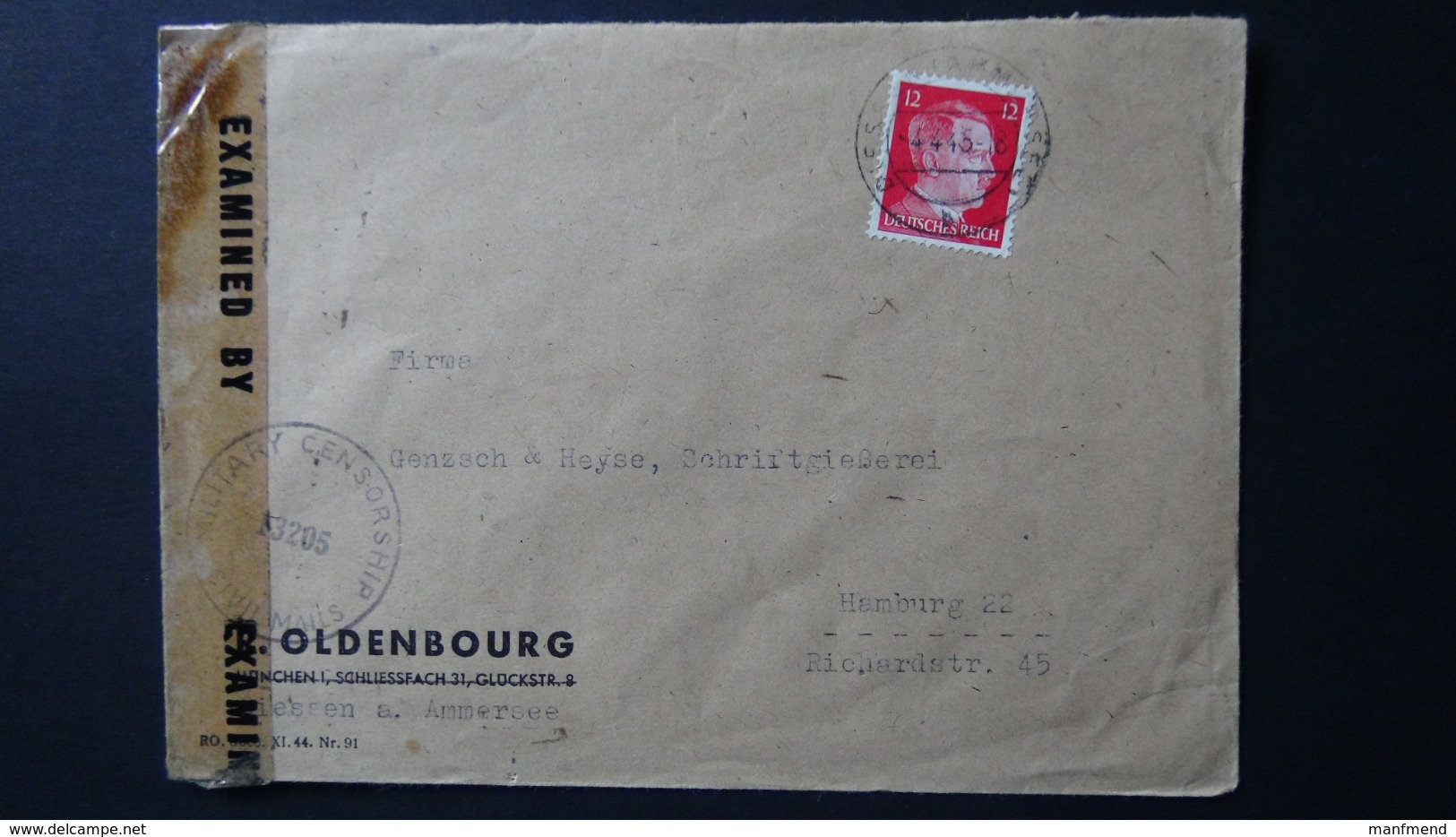 Germany - 1942 - Mi:DR 827, Sn:DE 511B, Yt:DR 710B On Envelope - Military Crnsorship - 4.4.45 - Look Scan - Lettres & Documents