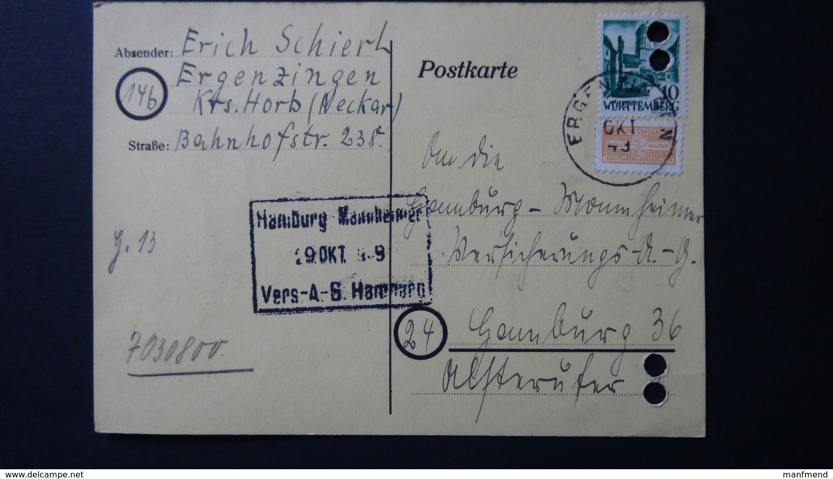 Germany - French Occupation Zone - 1949 - Zz 3c On Postcard - Look Scan - Autres & Non Classés