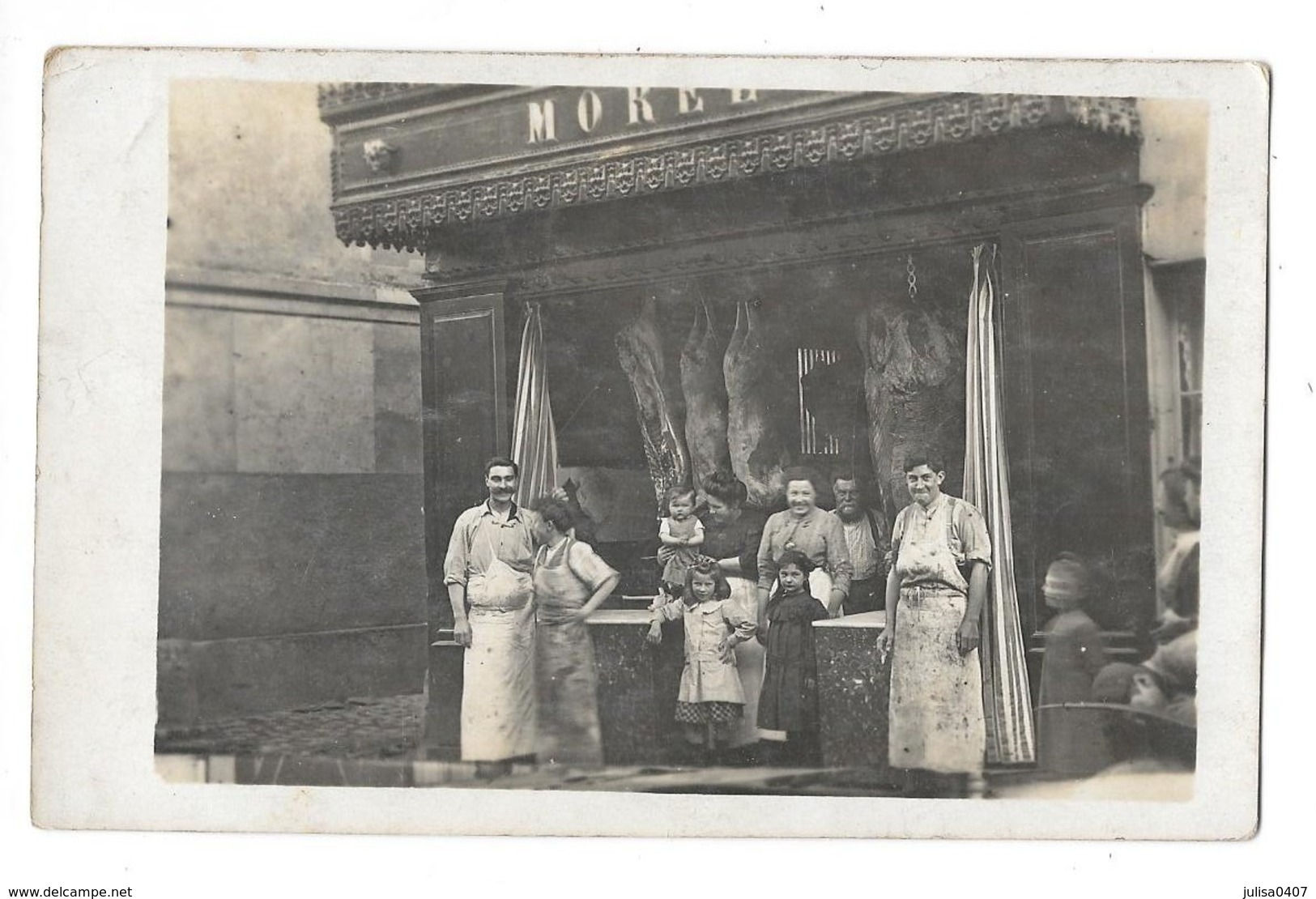 GISORS (27) Carte Photo Devanture De La Charcuterie Boucherie MOREL Belle Animation - Gisors