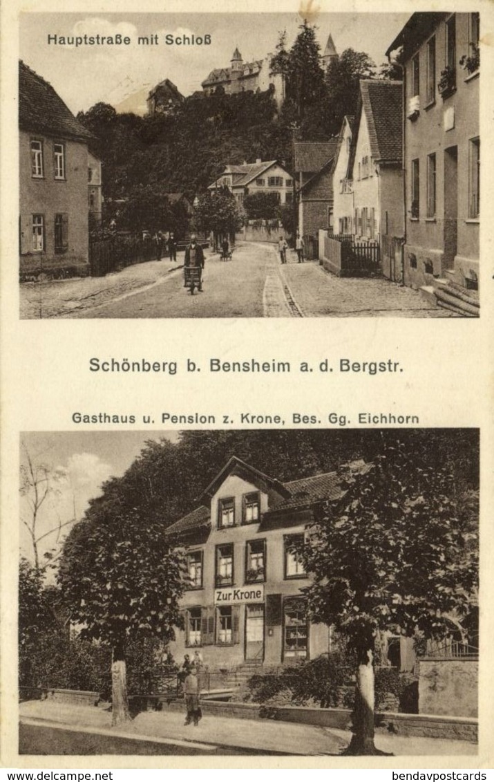 SCHÖNBERG Bei Bensheim A.d. Bergstrasse, Hauptstrasse, Gasthaus Z. Krone (1932) - Bensheim