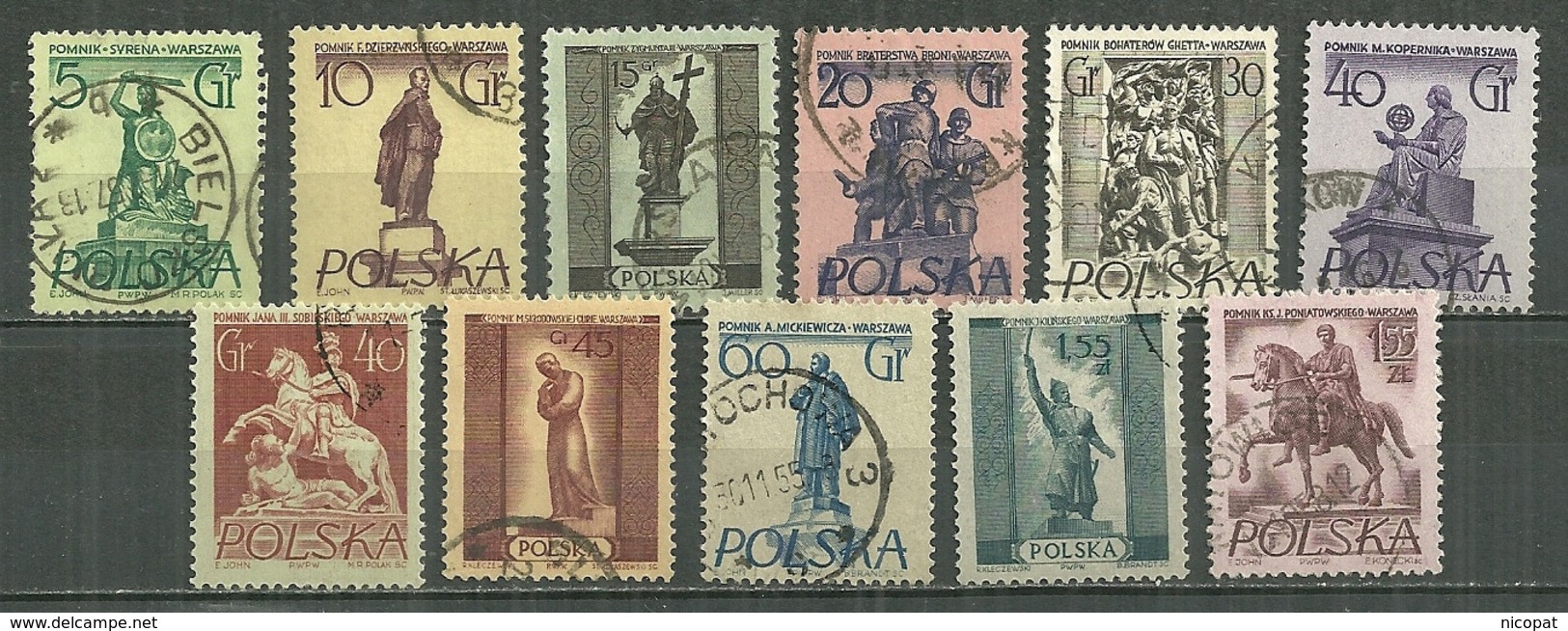 POLAND Oblitéré 802-809A Monuments De Varsovie - Oblitérés