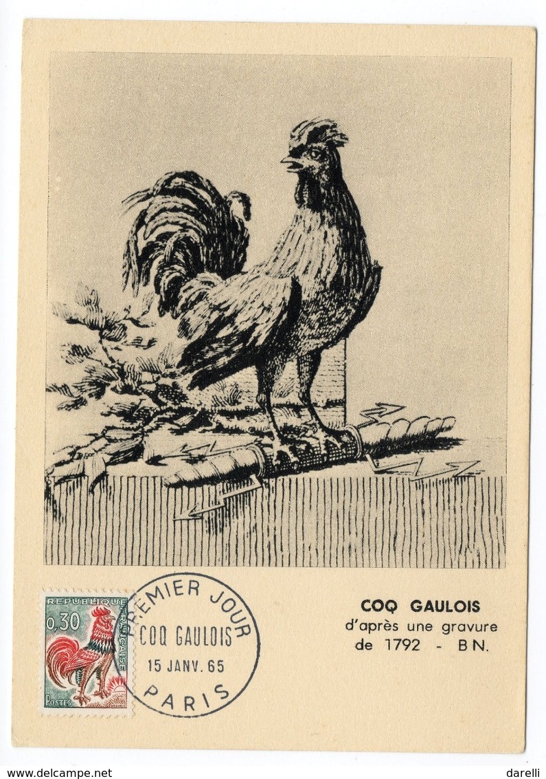 Carte Maximum 1962 - Coq Gaulois De Decaris 0,30c -  YT 1331A  - Paris - 1960-1969