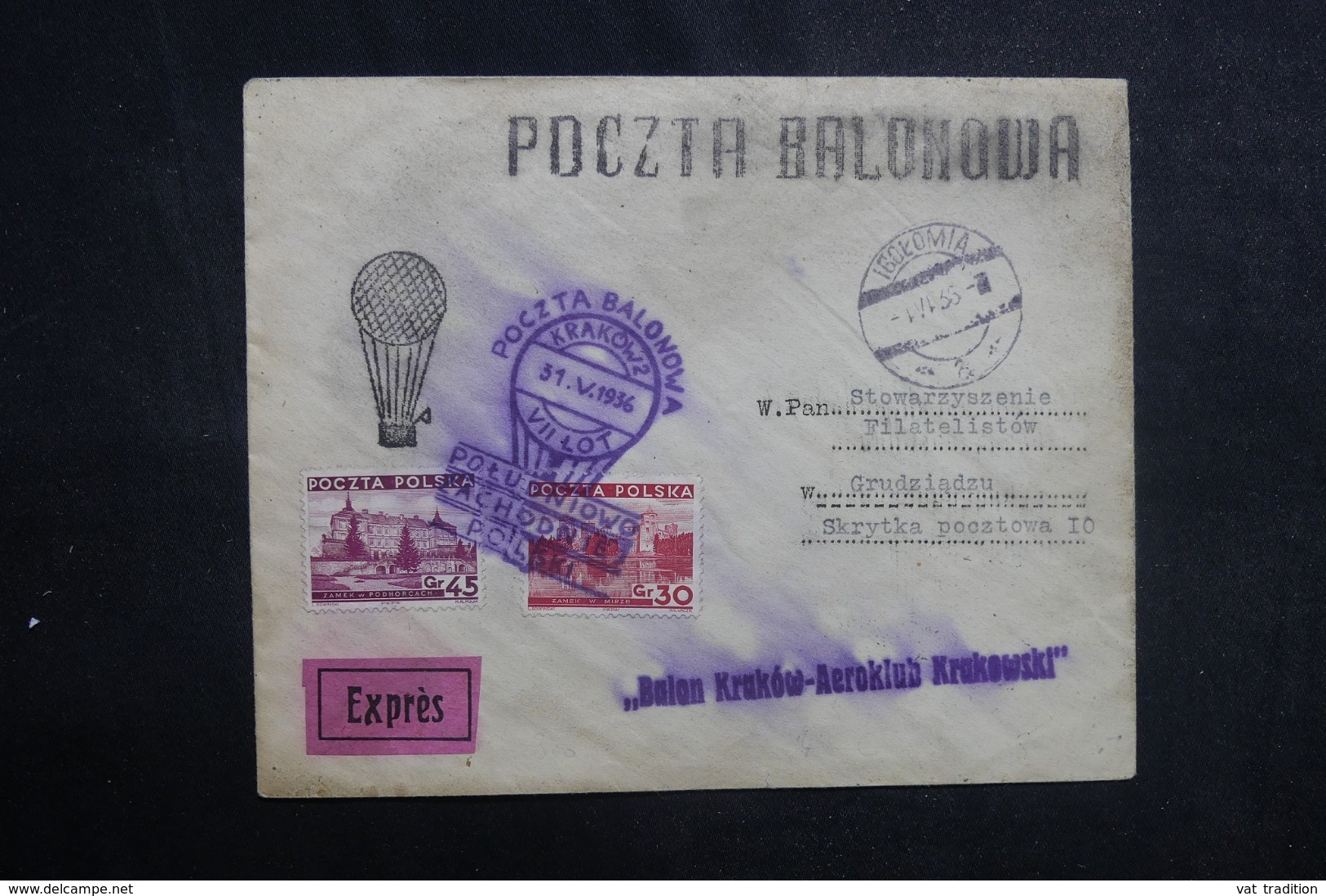 POLOGNE - Enveloppe Par Ballon En 1936, Affranchissement Et Cachets Plaisants - L 42134 - Ballonpost