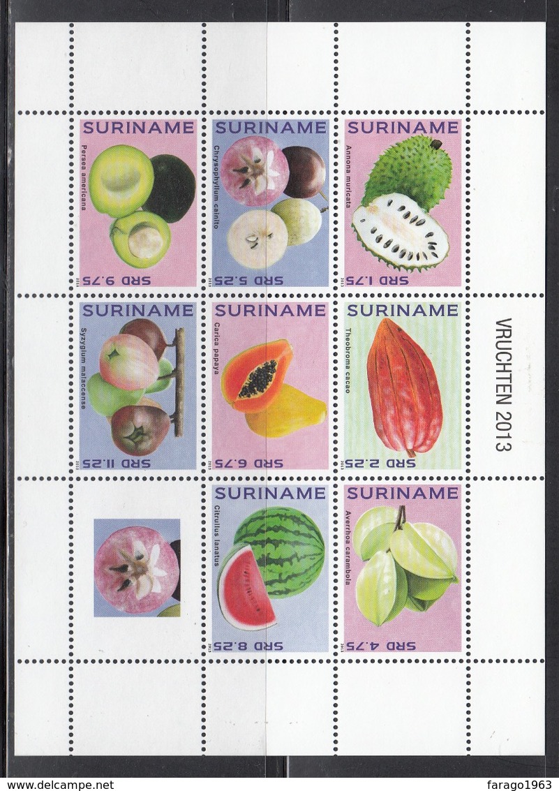 2013 Surinam Fruit Papaya Avocado Cacao Chocolate Miniature Sheet Of 8  MNH - Suriname