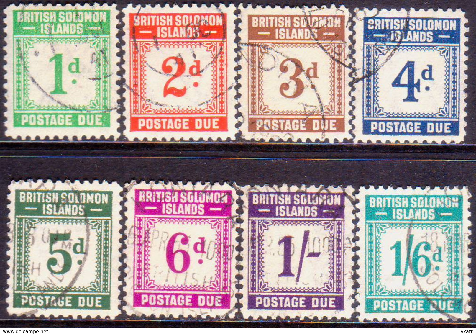 British Solomon Islands 1940 SG D1-D8 Compl.set Used Postage Dues CV £130 - British Solomon Islands (...-1978)