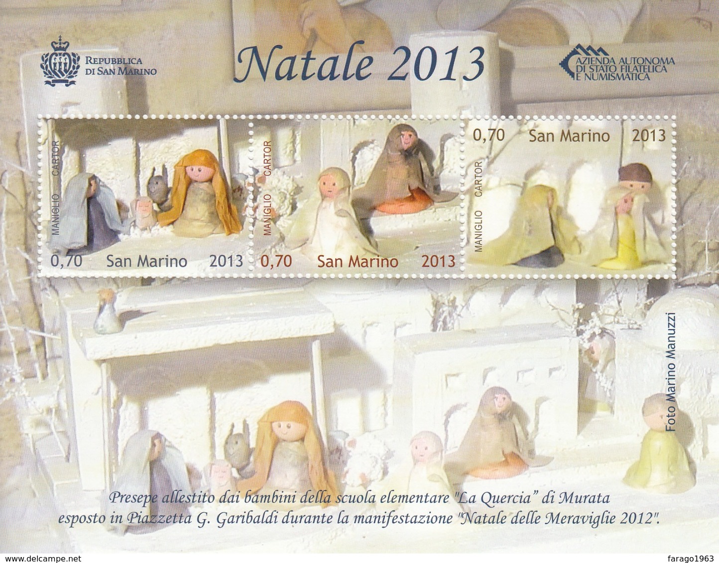 2013 San Marino Christmas Noel Miniature Sheet Of 4 MNH @ Well BELOW Face Value - Ungebraucht