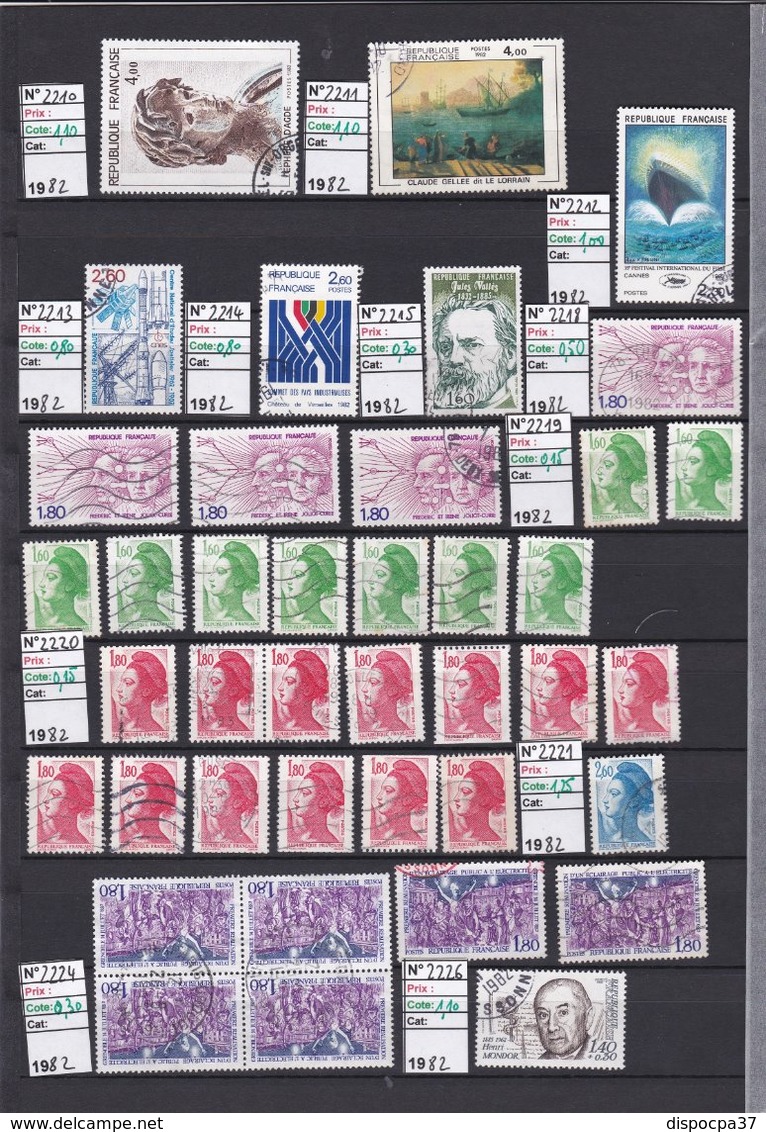 STOCK / COLLECTION TIMBRES FRANCE Oblitérés - 1981 à 1982 - REF MS  - SUR 10 PAGES Détachées