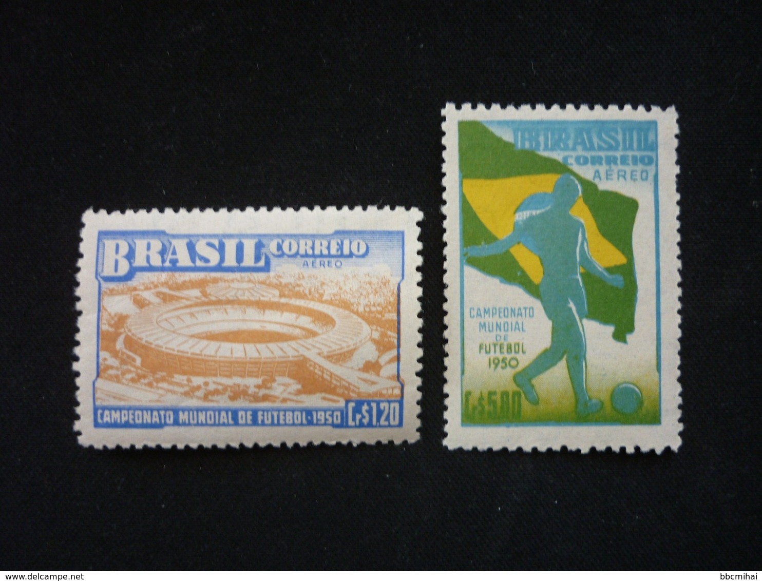 Brazil, 1950 4th World Soccer Champlonship, Rio Air Mail Scott #C78-C79 MNH Cv. 4,85$ - Usados