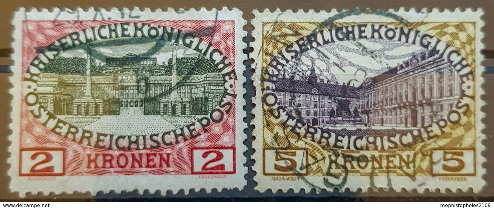 AUSTRIA 1908 - Canceled - ANK 154, 155 - 2K 5K - Usati